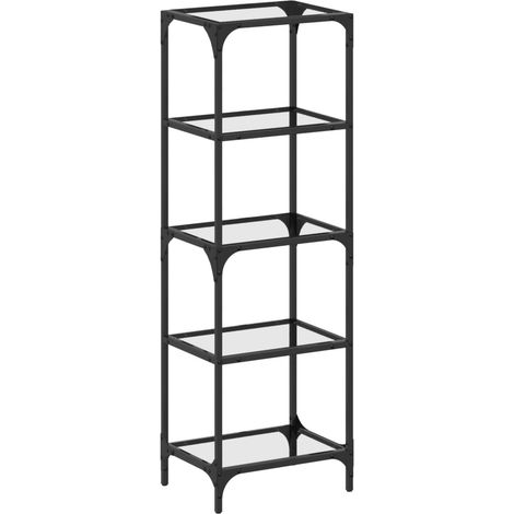 vidaXL Scaffale con Piano in Vetro Trasparente 40x30x123cm in Acciaio (1/5)