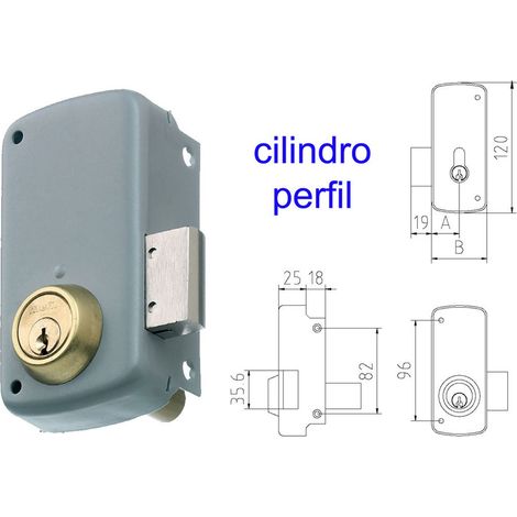 Serrure saillante MCM 2556CP-70 Profil de cylindre peint à gauche