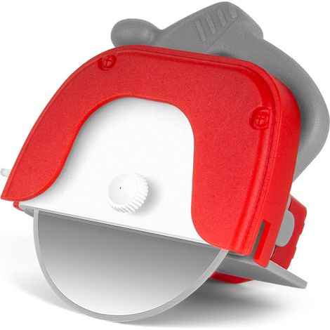 Coupe-pizza inspiré d'une scie circulaire : couteau à pizza rond en acier inoxydable avec poignée ergonomique – Trancheuse manuelle pour une découpe de pizza sans effort et un confort optimal en cuisi (1/5)