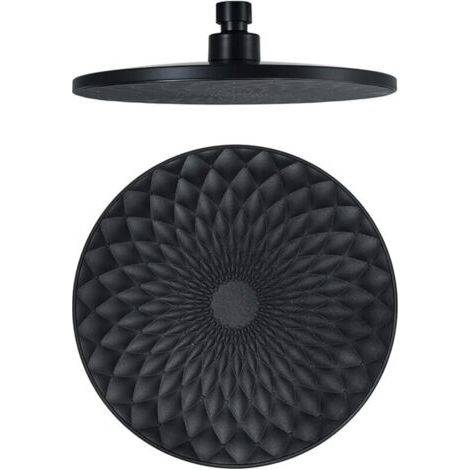 Soffione doccia rotondo da 9 pollici, soffione doccia a pioggia fisso in ABS, risparmio idrico, alta pressione, attacco G1/2", nero (1/4)