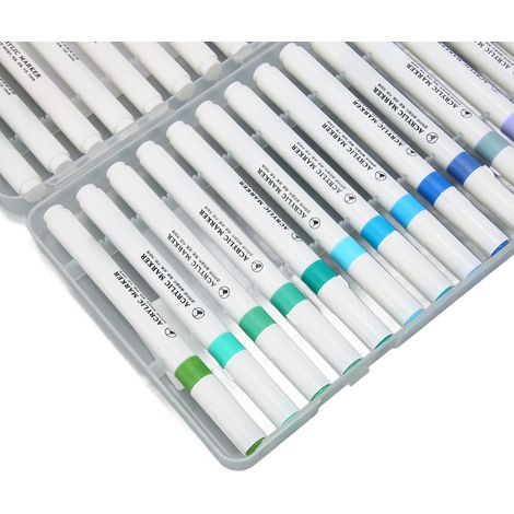 36 Marqueurs Peinture Acrylique Couleurs Assorties Séchage Rapide Coffret Pack Graffiti Enfants Étudiants École (1/5)