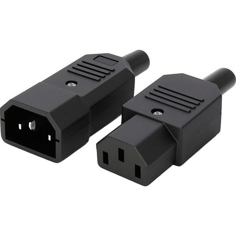 1Pair AC250V 10A IEC C14 Male C13 Female, 3 Pins Terminals Inline Adapter Plug Power Socket Connectors (1/4)