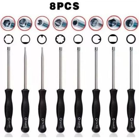 Kit Clé Réglage Carburateur - Pour Débroussailleuse Et Tronçonneuse - 8 Pièces En Métal Plaqué (1/4)