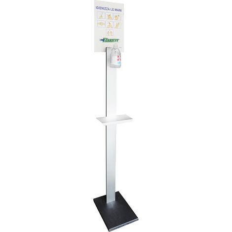 Colonnina Porta Gel Igienizzante Con Mensola Per Guanti In Alluminio (1/2)