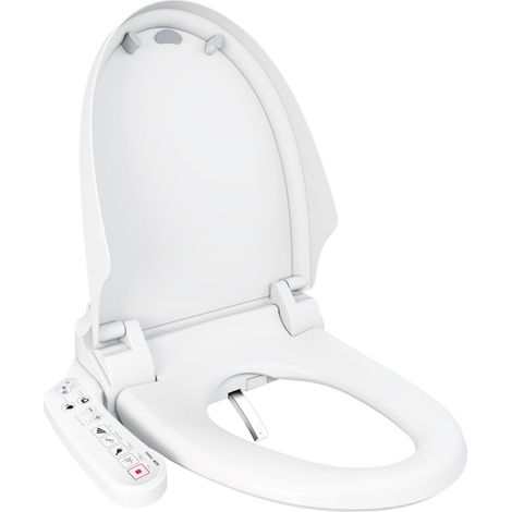 Siège de bidet électrique intelligent 300S, version standard, siège de toilette chauffant avec 2 fonctions de nettoyage, sèche-cheveux à air chaud, buse en acier inoxydable (Courbé-300S) (1/5)