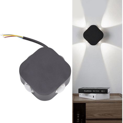 Applique murale moderne et minimaliste à double tête, éclairage sur quatre côtés, matériau en aluminium étanche pour l'extérieur, mur de fond extérieur, jardin, passage, couloir, lumière décorative. (1/5)