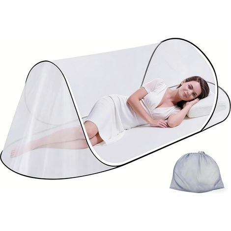 Pop-up Reise-Moskitonetz, faltbares Moskitonetz, für Camping, Reisen und Zuhause, 360°-Schutz mit Reißverschluss, schnelle und einfache Installation (200 x 80 x 56 cm)