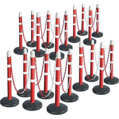 BRB Ensemble de poteaux de chaîne avec 20 supports de chaîne, 38 m de chaîne, 1000 mm de haut, pied en plastique rempli de béton (1/3)