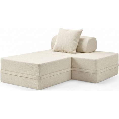 Sofá Modular 2 Lugares + Puff Convertível Bouclette (1/4)
