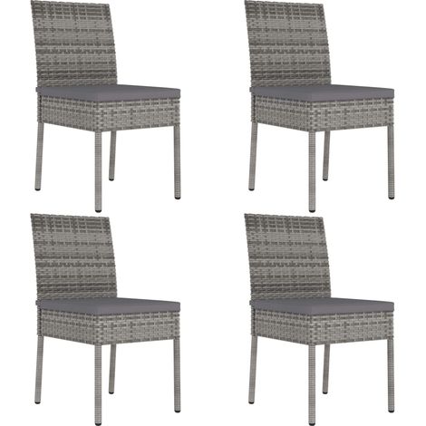 Sillas de comedor de jardín 4 unidades ratán sintético gris