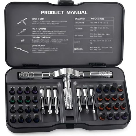 Ensemble de tournevis à cliquet magnétique 40 en 1 avec poignée à longueur réglable, kit de tournevis de précision multi-embouts pour espaces restreints, électronique, appareils ménagers (1/5)