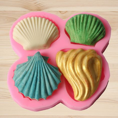 Moule en silicone à motif coquillage pour la fabrication de gâteaux, fondants et savons. (1/5)