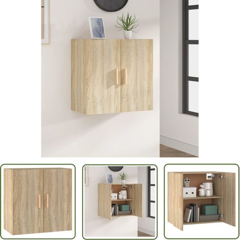 The Living Store Wandschrank Sonoma-Eiche 60x30x60 cm Holzwerkstoff - Wandregal - Aufbewahrungsregale - Regal - Skandinavisches Design - Holzschrank (1/5)