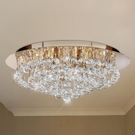 [GEBRAUCHT] B-Ware Searchlight Deckenleuchte Hanna LED Lampe Kristallleuchte dimmbar gold Ø55cm (1/2)