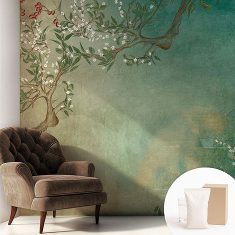 Carta Da Parati - Mural - Con Sala Da Pranzo - Camera Da Letto - Cameretta - Con Colla Gratuita Armonia floreale 250x250 cm (1/5)