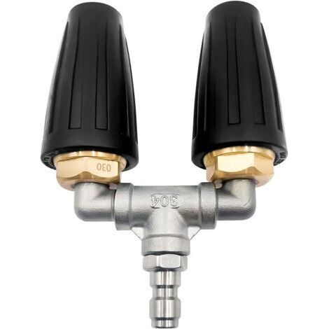 Double buse turbo pour nettoyeur haute pression 4000 psi, embouts de buse de nettoyeur haute pression rotatifs à 360° avec connecteur rapide de 6,35 mm, buse turbo double orifice 3.0, embouts de buse (1/5)