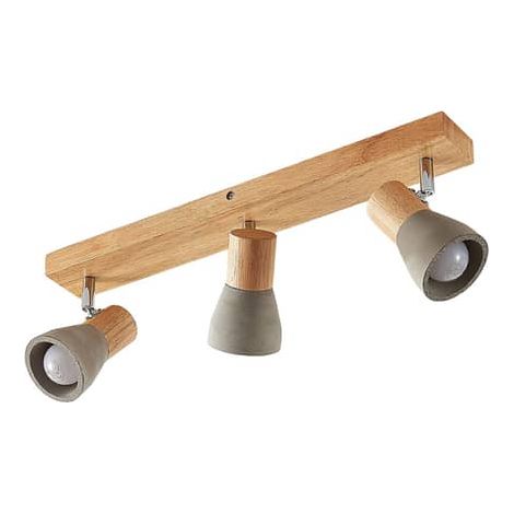 [GEBRAUCHT] B-Ware Lindby Strahler Filiz Aus Holz Und Beton 3 Fl. Lang Deckenstrahler Deckenlampe
