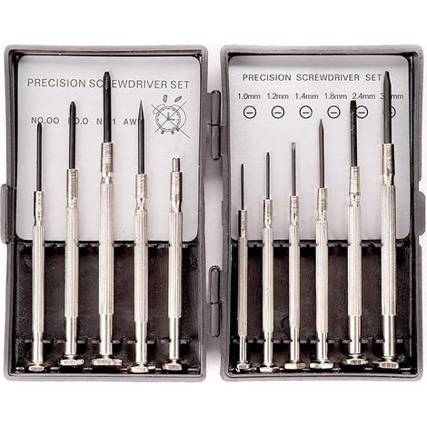 Jeu de tournevis de précision 11 pièces - Kit de mini tournevis pour lunettes, montres, télécommandes et sonnettes
