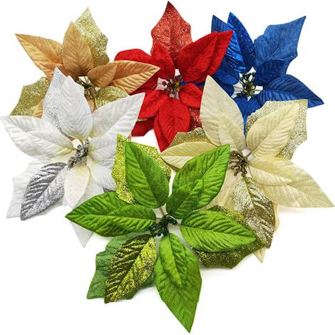 Weihnachtsblumen, Weihnachtsbaumschmuck, Stoffimitat (1/5)