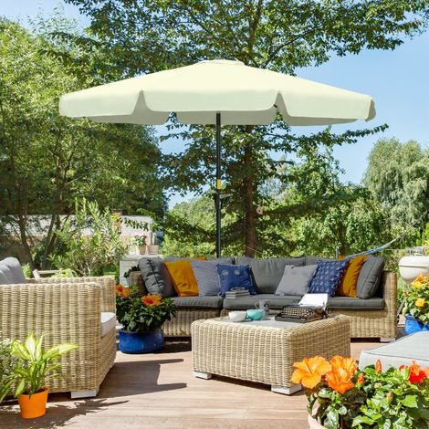 Parasol de jardin extérieur parasol inclinable rond Ø2,7 m avec manivelle et protection solaire UV50+, beige (1/5)