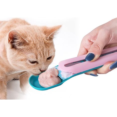 Pelle à nourriture humide pour chat, distributeur de friandises, accessoires d'alimentation et d'hydratation, rangement pour chat (rose vert)-AquaForge (1/5)