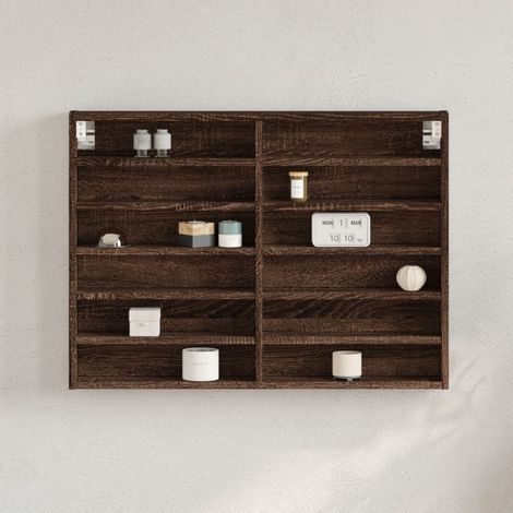 vidaXL Armoire à vitrine chêne marron 80x8,5x58 cm bois d'ingénierie (1/5)
