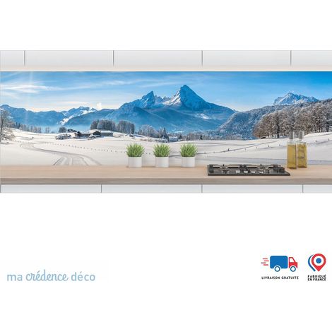 Crédence : Chemin et montagne enneigée - Alu composite - 120 - 60 (1/3)