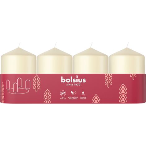 Bolsius Stumpenkerzen 4er Tray Ø 4 x 6 cm weiche perle Duftkerze