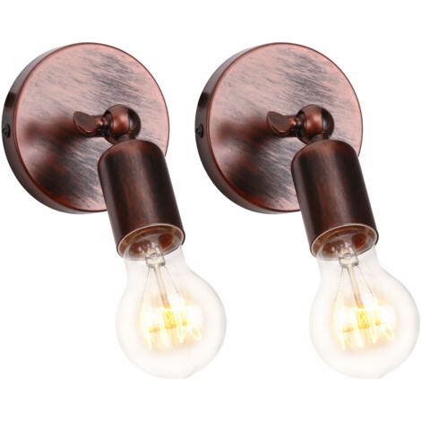 royaluxe- 2PCS Applique Murale D'Intérieur Rétro Applique Murale en Fer Métallique Lampe Murale Angle Réglable Pour Chambre À Coucher, Bar, Café