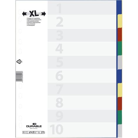 DURABLE Ordnerregister blanko 2x5fbg überbreit 10Bl (674727)