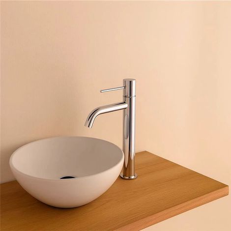 Exagonshop Rubinetto lavabo alto monocomando in ottone cromo