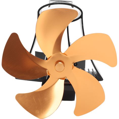 Ventilateur mural à 5 pales pour cheminée, en alliage d'aluminium, magnétique et silencieux, alimenté par la chaleur, pour poêles à gaz, couleur or.