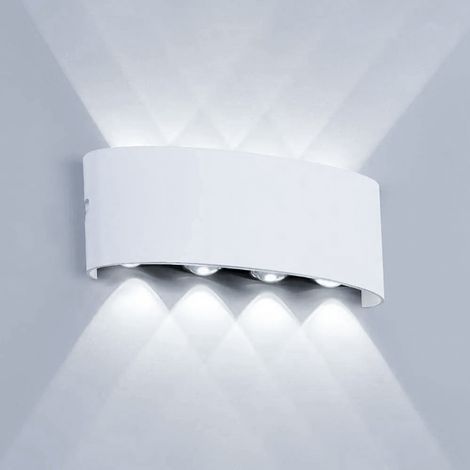 Applique murale LED pour intérieur et extérieur, lampe de jardin en aluminium 8 W, applique murale 8 LED, étanche IP65, lumière blanche 6000 K (1/5)