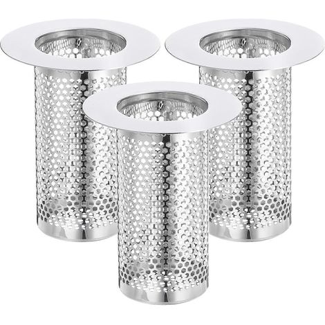 Lot de 2 crépines de douche, 7,9 x 6,4 cm, en acier inoxydable, pour siphon de sol profond, récupérateur de cheveux, idéal pour la cuisine, la salle de bain et le balcon. Convient aux siphons de sol d (1/5)
