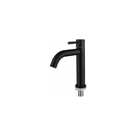 Robinet de lavabo simple en acier inoxydable, design rétro élégant, noir mat - Crezuo
