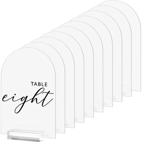 Lot de 10 panneaux en acrylique givré avec support transparent - 12,7 x 17,8 cm - Panneaux de table vierges en acrylique givré avec support - Pour numéro de table de mariage, menu, barre de liste (1/5)