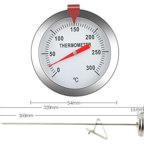 Kochthermometer, 30 cm langes Sondenthermometer, Edelstahl-Kochthermometer mit Clip für Fleischbehälter zum Grillen zu Hause - Skala und Sonden (1/5)