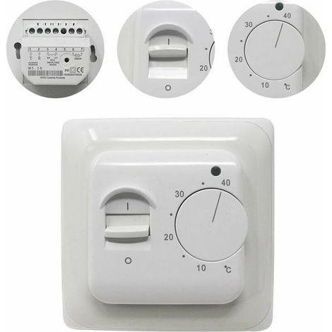 Ahlsen Termostato de caldera, termostato de ambiente manual, calefacción por suelo radiante eléctrico con sonda AC 220V 16A, controlador de termostato mecánico para calefacción por suelo radiante (1/5)