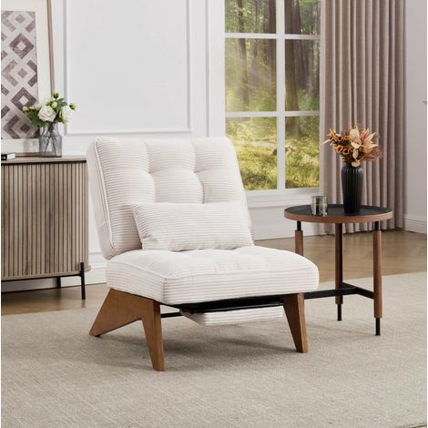 Fauteuil relax réglable avec repose-pieds, coussin lombaire, 127 x 73 x 90 cm, beige HAVRYA (1/5)