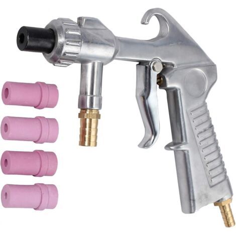Pistolet de sablage sableuse + 4 buses en céramique + jeu d'embouts de buse en fer supplémentaire