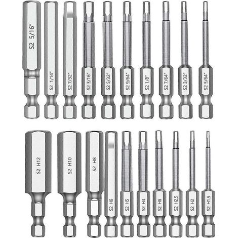 Jeu de 20 embouts de perçage hexagonaux, 5,8 cm de long, 6,35 mm de diamètre, tige à dégagement rapide, tournevis magnétique-AquaForge (1/2)