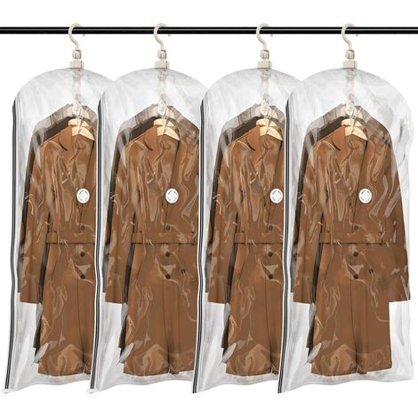 Hängende Vakuum-Aufbewahrungsbeutel für Kleidung, 4er-Pack (90 x 67 x 38 cm), Vakuumbeutel für Anzüge, Mäntel, Jacken, Kleiderschrank-Organizer (1/5)