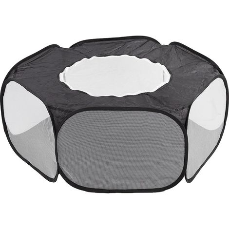 Parc de jeu portable transparent pour petits animaux de compagnie, cage-tente pour chiots, chats et lapins, pour l'extérieur, noir (1/5)