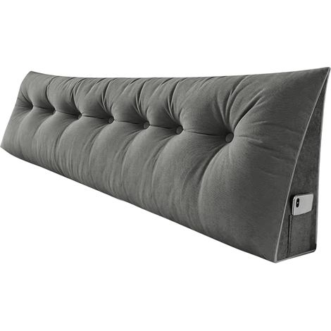 Keilförmiges Lesekissen, Dreieckiges Keilkissen, Sofakissen, Positionierungsstütze, weich und bequem – Grau, 200 cm (1/5)