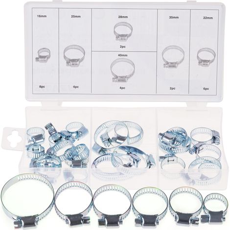 Set Completo Pinze Fasce di Serraggio Clamps 26 Pezzi Organizzatore in Acciaio