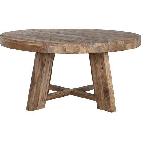 Table ronde en teck recyclé style buffet chaleureux - Teck naturel bois clair chaleureux (1/5)