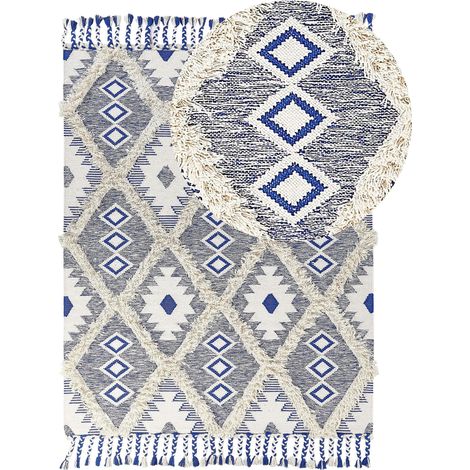 Teppich MANAVGAT Hellbeige 140 x 200 cm Baumwolle