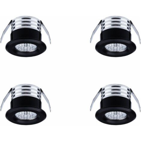 Lot de 4 mini spots LED encastrables, 3 W, lumière blanche froide noir (1/5)