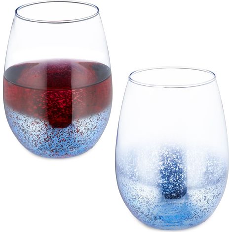 Verre à vin en Lot de 2, sans Pied, Volume pour Chaque : 500 ML, Lavable au Lave-Vaisselle, Bleu (1/5)