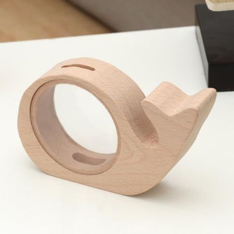 Boîte de rangement de pièces d'argent en bois transparent mignon tirelire en forme d'animal Baleine en verre TIRELIRE (1/4)